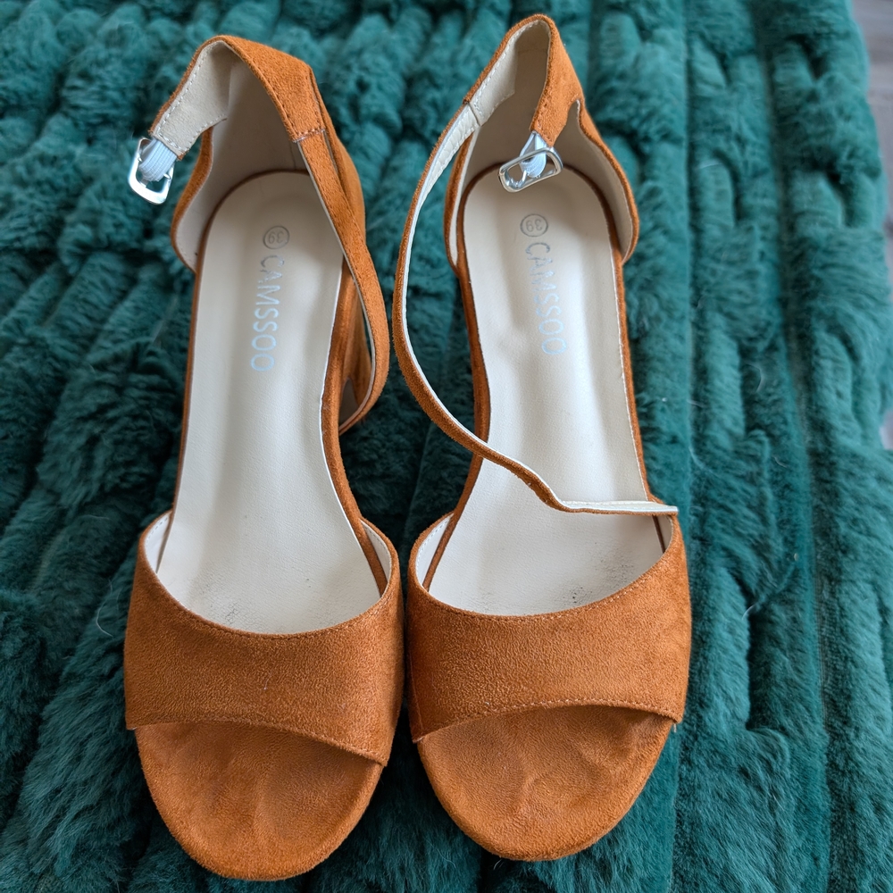 Amazon Orange Heels with Ankle Strap